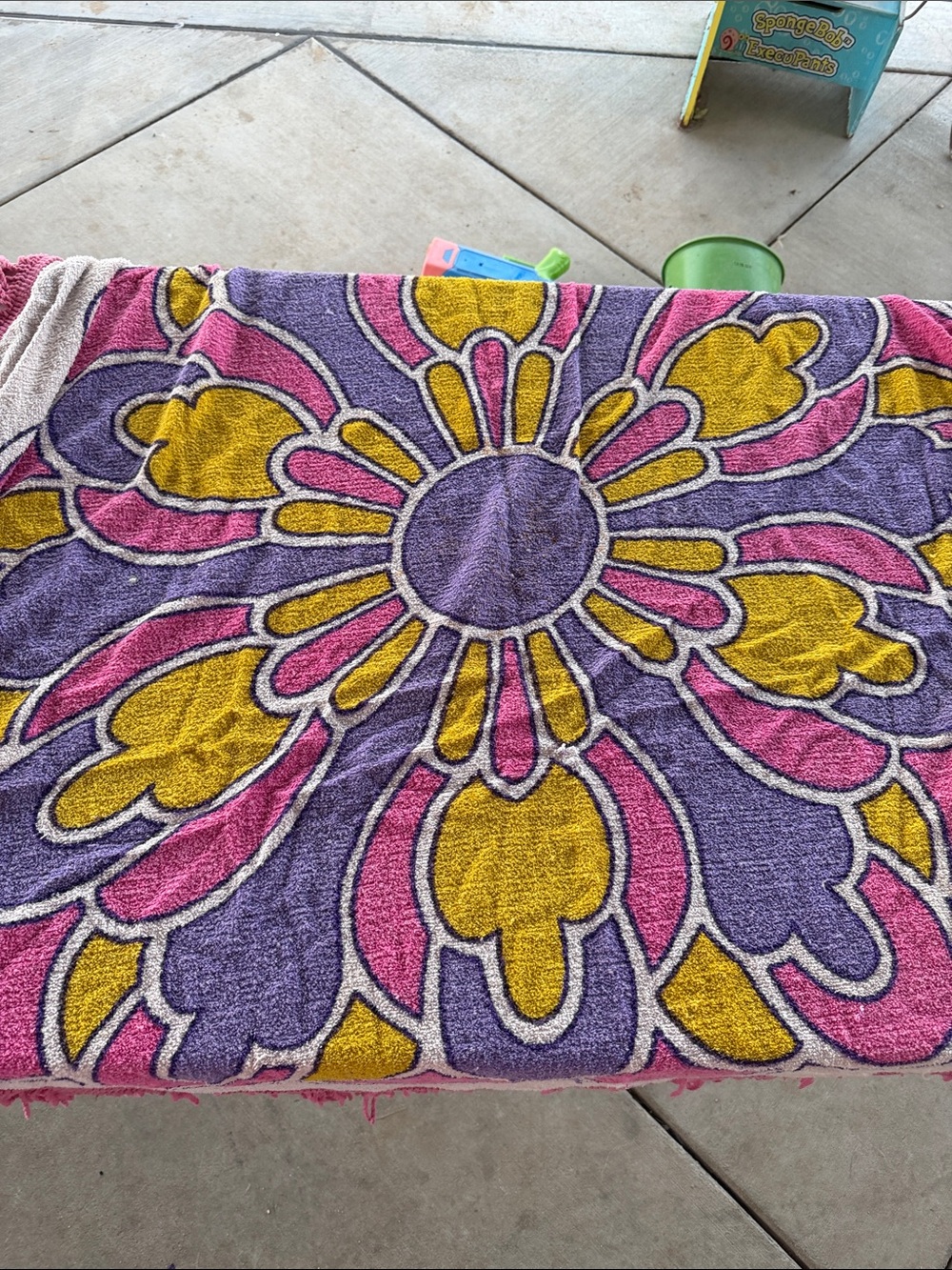 Vintage Vibrant Floral Table Linen in Purple, Pink & Yellow